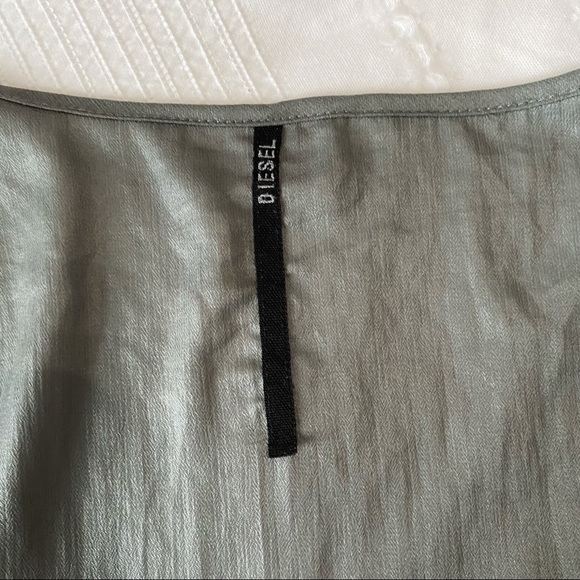 DIESEL SHIMMERY SAGE GREEN SHORT SLEEVE TUNIC BALLOON PLEATED DRESS - Picture 9 of 10